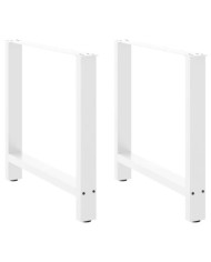Pieds de table à manger Blanc 2 pièces 80 x (72-73) cm Acier | Mobilier & Déco
