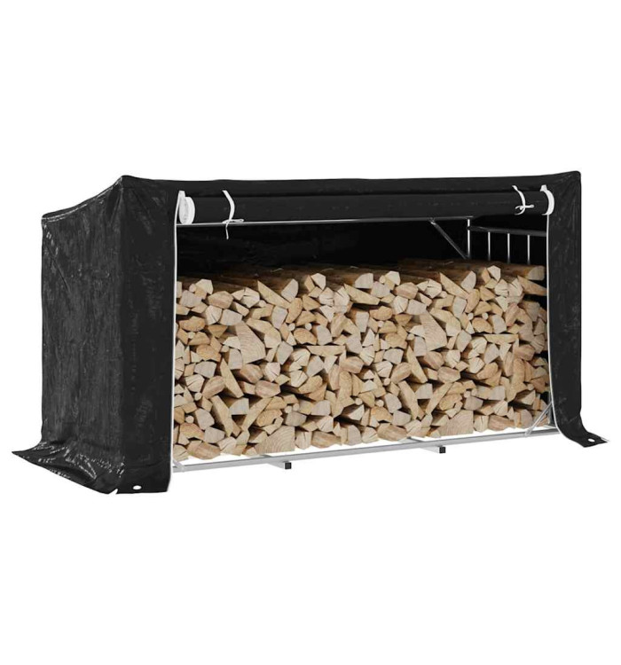 Portant de bois de chauffage et housse de pluie acier galvanisé | Mobilier & Déco