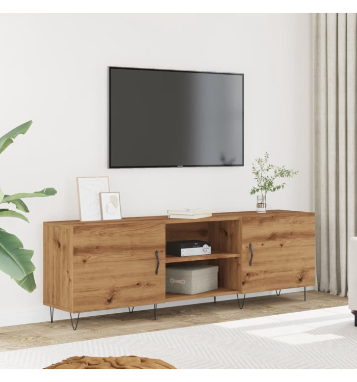 Meuble TV chêne artisanal 150x30x50 cm bois d'ingénierie | Mobilier & Déco