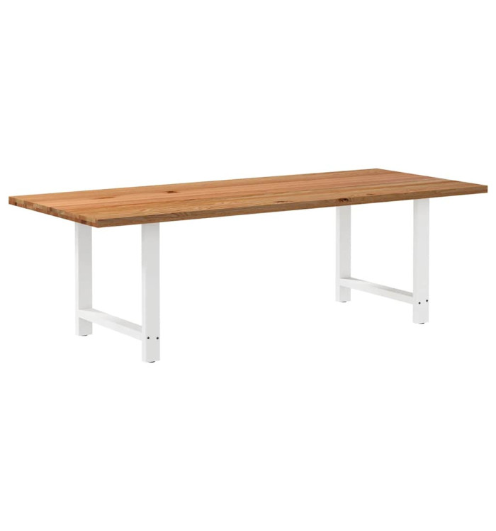 Table à manger marron clair bois de chêne massif rectangulaire | Mobilier & Déco