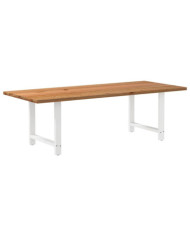 Table à manger marron clair bois de chêne massif rectangulaire | Mobilier & Déco