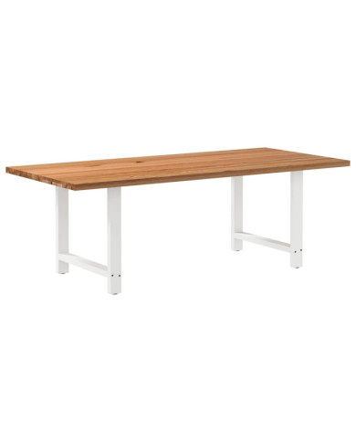 Table à manger marron clair bois de chêne massif rectangulaire | Mobilier & Déco