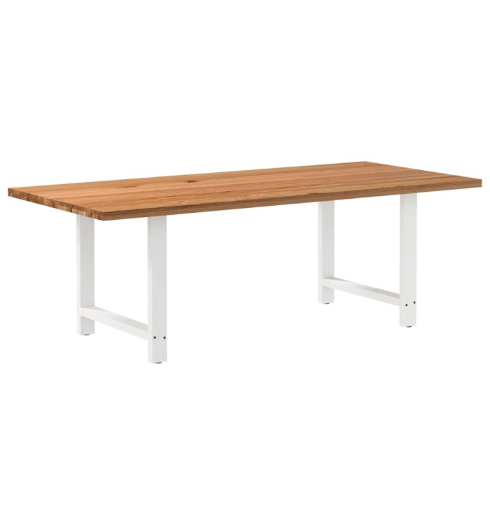 Table à manger marron clair bois de chêne massif rectangulaire | Mobilier & Déco