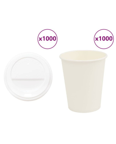 Tasses à café en papier avec couvercles 1000 pcs 8oz 200ml | Mobilier & Déco