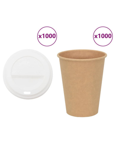 Tasses à café en papier avec couvercles 1000 pcs 12oz 300ml | Mobilier & Déco