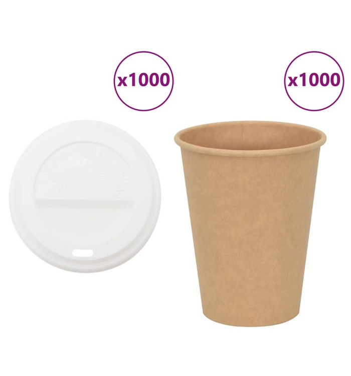 Tasses à café en papier avec couvercles 1000 pcs 12oz 300ml | Mobilier & Déco