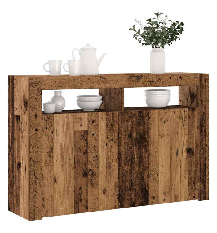 Buffet et lumières LED vieux bois 115,5x30x75cm bois ingénierie | Mobilier & Déco