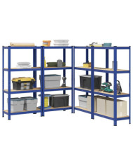 Étagères de rangement à 4 niveaux 4 pcs acier bois d'ingénierie | Mobilier & Déco