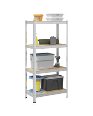 Étagère de rangement 4 niveaux Argenté Acier et bois ingénierie | Mobilier & Déco