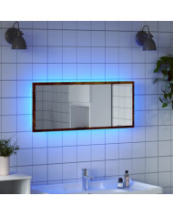 Miroir de salle de bain à LED chêne fumé bois d'ingénierie | Mobilier & Déco