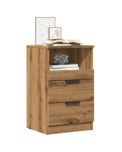 Table de chevet chêne artisanal 40x36x65 cm bois d'ingénierie | Mobilier & Déco