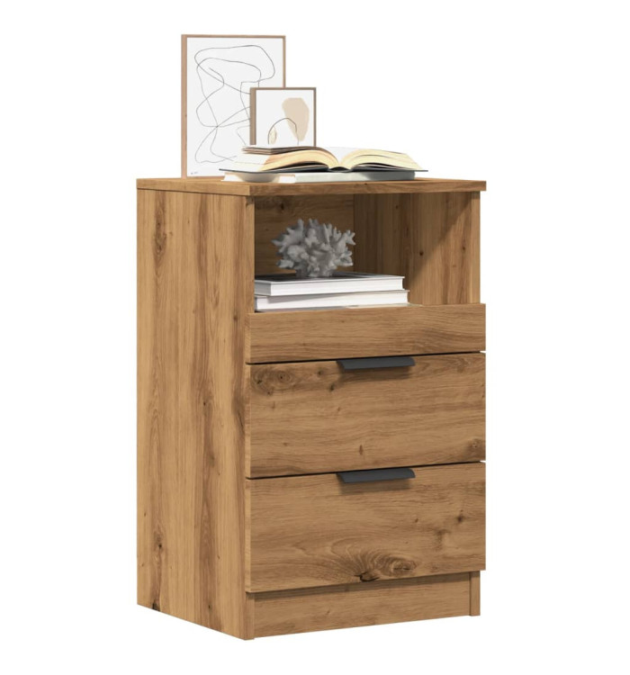 Table de chevet chêne artisanal 40x36x65 cm bois d'ingénierie | Mobilier & Déco