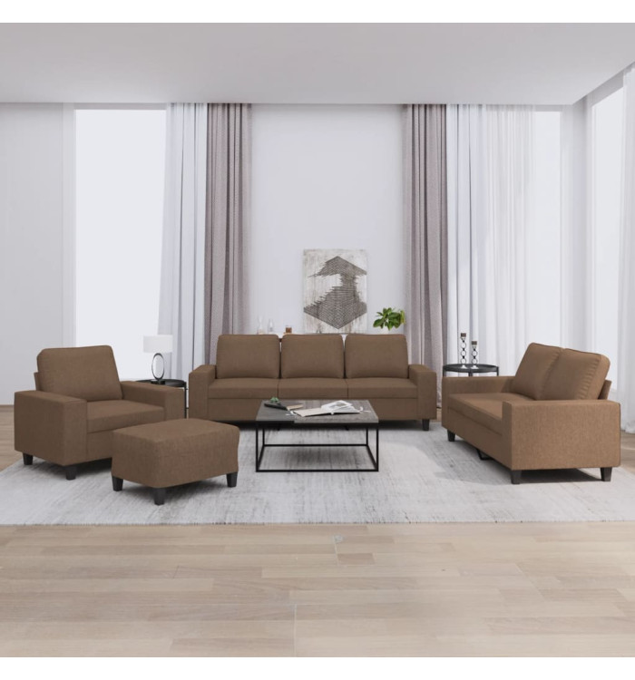 Ensemble de canapés 4 pcs marron tissu | Mobilier & Déco