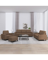 Ensemble de canapés 4 pcs marron tissu | Mobilier & Déco