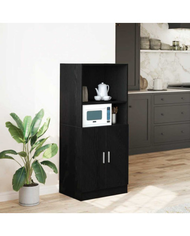 Armoire de cuisine noir 57x41,5x131,5 cm bois d'ingénierie | Mobilier & Déco