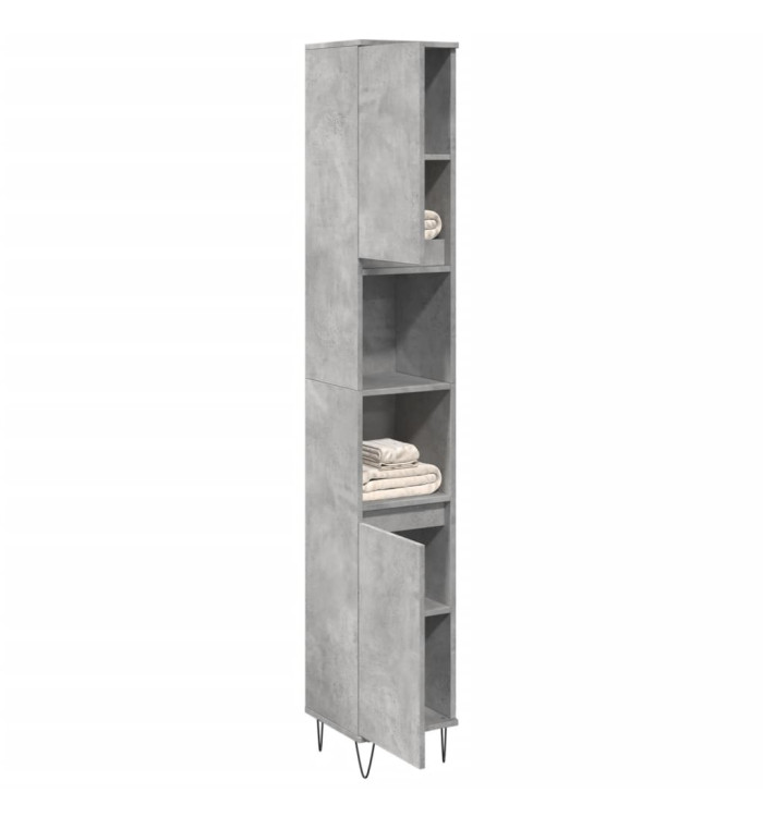 Armoire de salle de bain gris béton 30x30x190 cm | Mobilier & Déco