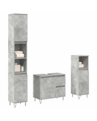 Ensemble de meubles de salle de bain 3 pcs gris béton | Mobilier & Déco