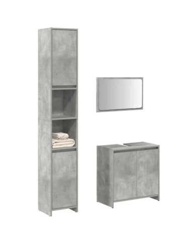 Ensemble de meubles de salle de bain 3 pcs gris béton | Mobilier & Déco