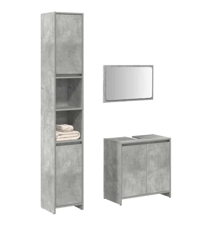 Ensemble de meubles de salle de bain 3 pcs gris béton | Mobilier & Déco