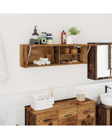 Armoire murale de bain vieux bois 100x25x30cm bois d'ingénierie | Mobilier & Déco