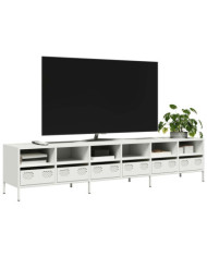 Meuble TV blanc 202x39x43,5 cm acier laminé à froid | Mobilier & Déco
