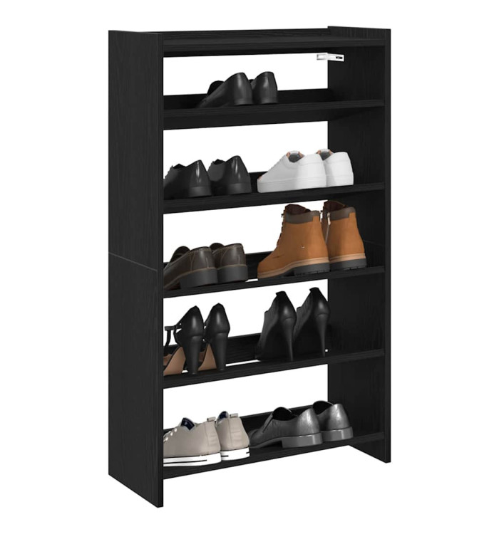 Étagère à chaussures noir 60x25x100 cm bois d'ingénierie | Mobilier & Déco
