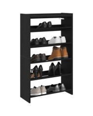 Étagère à chaussures noir 60x25x100 cm bois d'ingénierie | Mobilier & Déco