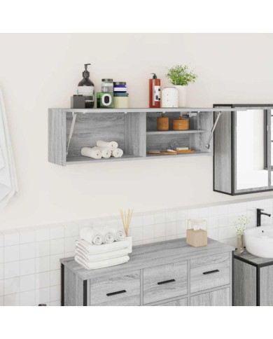 Armoire murale de bain sonoma gris 100x25x30 cm bois ingénierie | Mobilier & Déco