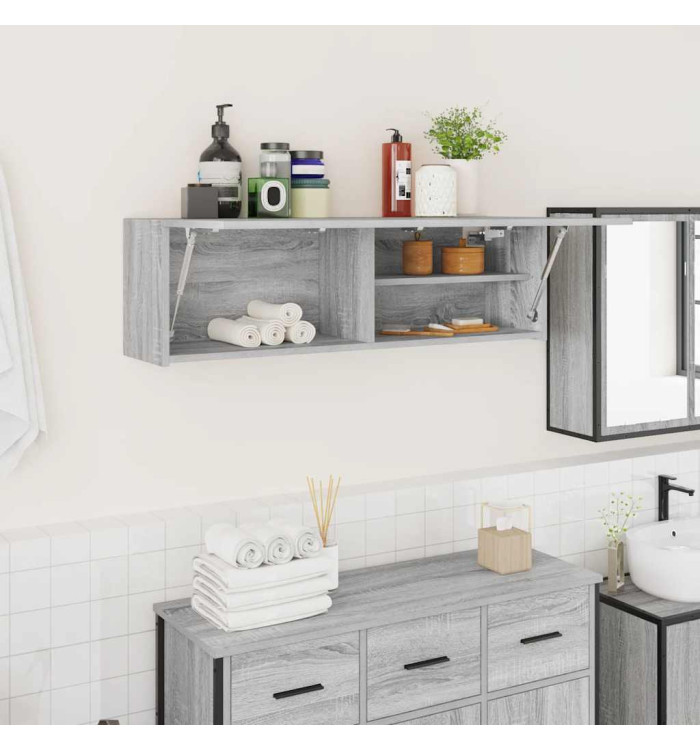 Armoire murale de bain sonoma gris 100x25x30 cm bois ingénierie | Mobilier & Déco