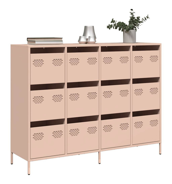 Buffet rose 135x39x103,5 cm acier laminé à froid | Mobilier & Déco