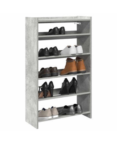 Étagère à chaussures gris béton 60x25x100 cm bois d'ingénierie | Mobilier & Déco