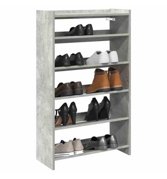 Étagère à chaussures gris béton 60x25x100 cm bois d'ingénierie | Mobilier & Déco