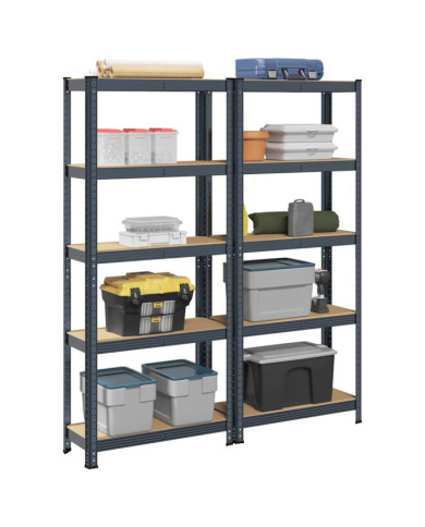 Étagères de rangement 5 niveaux 2 pcs Anthracite Acier et bois | Mobilier & Déco
