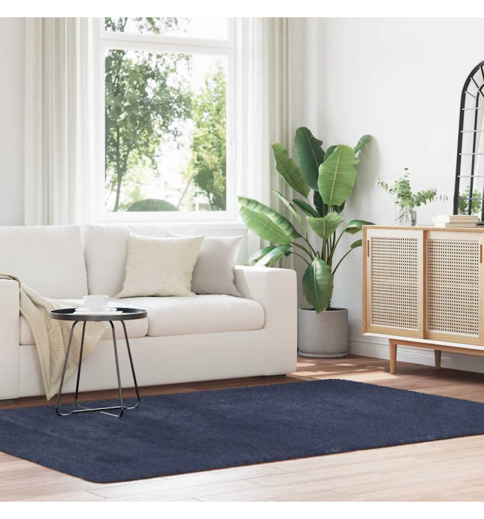 Tapis shaggy à poils longs NAVARRA bleu marine 160x230 cm | Mobilier & Déco