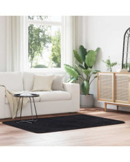 Tapis shaggy à poils longs NAVARRA noir 120x170 cm polyester | Mobilier & Déco