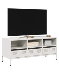 Meuble TV blanc 101,5x39x43,5 cm acier laminé à froid | Mobilier & Déco
