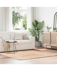 Tapis shaggy à poils longs NAVARRA beige 160x160 cm polyester | Mobilier & Déco