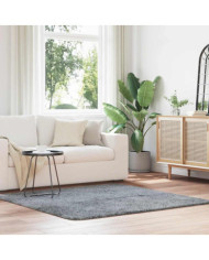 Tapis Shaggy à poils longs NAVARRA gris argenté 160x160 cm | Mobilier & Déco