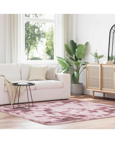 Tapis Shaggy à poils longs NAVARRA rose poudré 200x200 cm | Mobilier & Déco