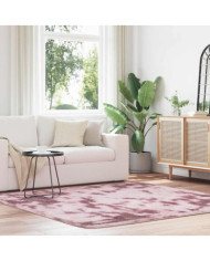Tapis Shaggy à poils longs NAVARRA rose poudré 200x200 cm | Mobilier & Déco