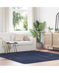 Tapis shaggy à poils longs NAVARRA bleu marine 200x200 cm | Mobilier & Déco