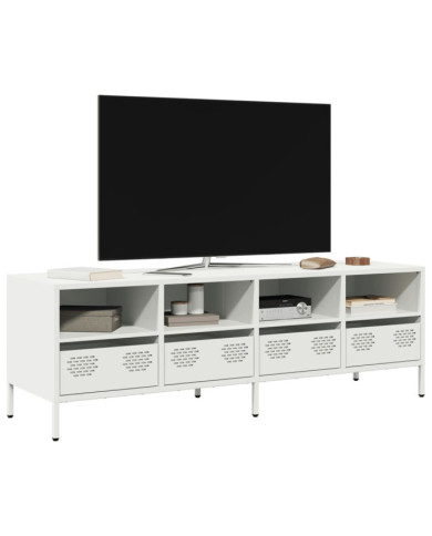Meuble TV blanc 135x39x43,5 cm acier laminé à froid | Mobilier & Déco