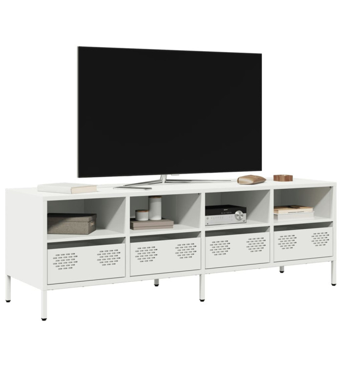 Meuble TV blanc 135x39x43,5 cm acier laminé à froid | Mobilier & Déco