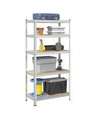 Étagère résistante à 5 niveaux Argenté Acier et bois ingénierie | Mobilier & Déco