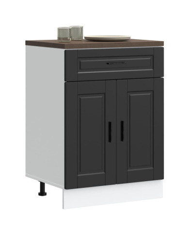 Armoire de cuisine Porto noir bois d'ingénierie | Mobilier & Déco