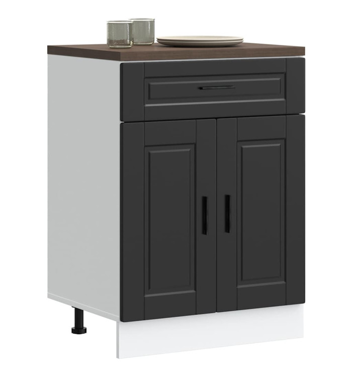Armoire de cuisine Porto noir bois d'ingénierie | Mobilier & Déco