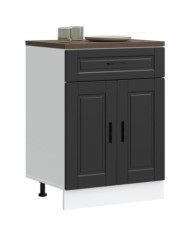 Armoire de cuisine Porto noir bois d'ingénierie | Mobilier & Déco
