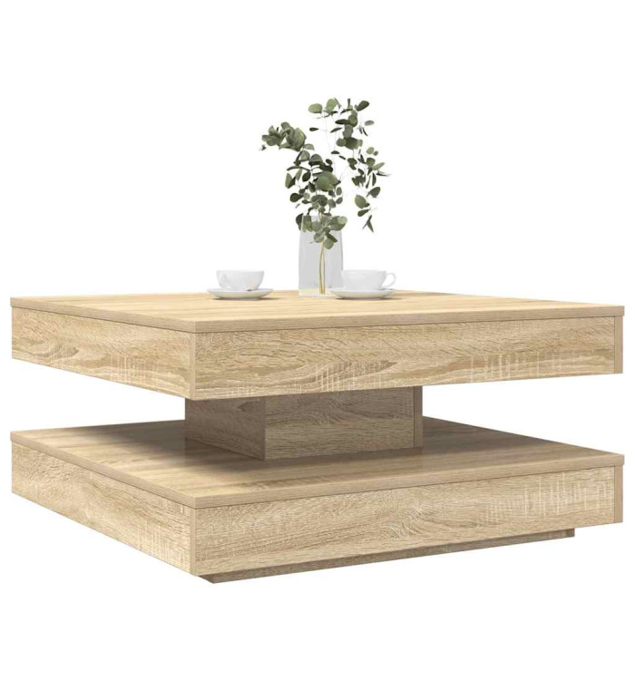 Table basse rotative à 360 degrés chêne sonoma 70x70x34,5 cm | Mobilier & Déco