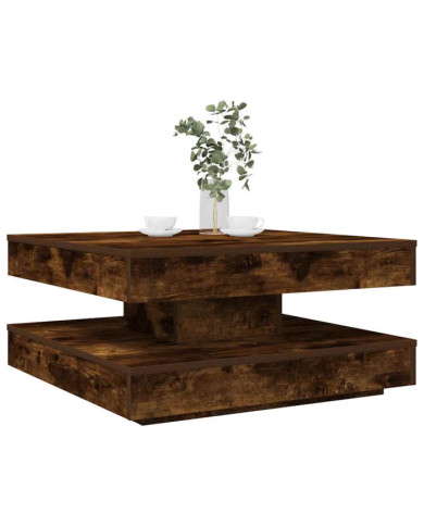 Table basse rotative à 360 degrés chêne fumé 70x70x34,5 cm | Mobilier & Déco