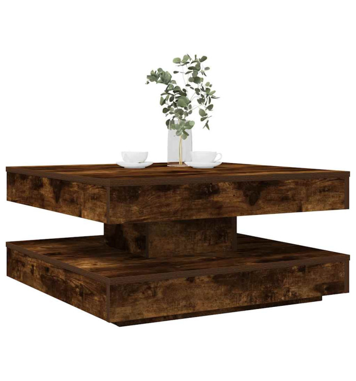 Table basse rotative à 360 degrés chêne fumé 70x70x34,5 cm | Mobilier & Déco